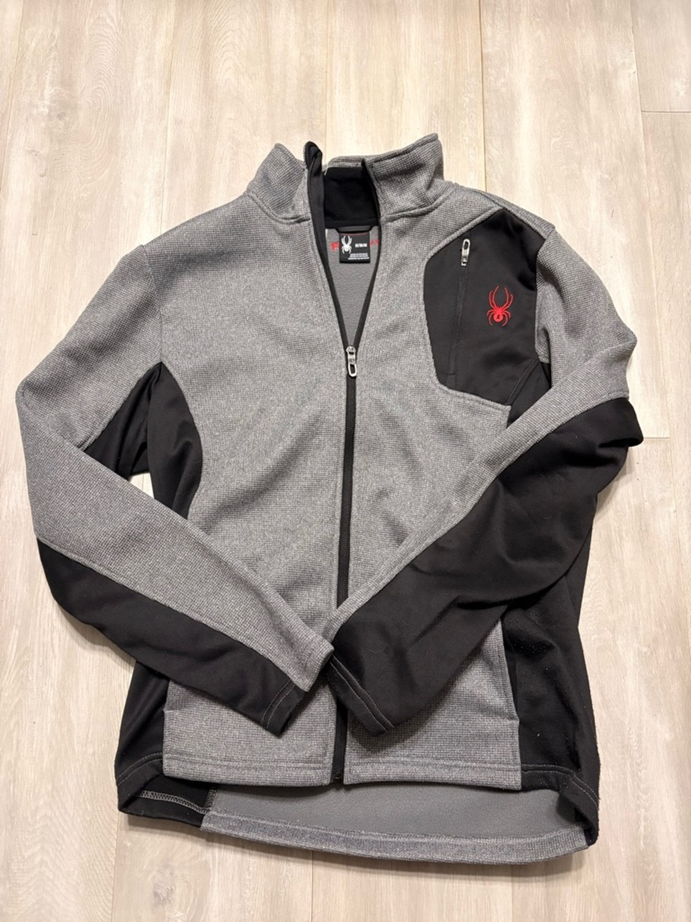 Spyder Men’s Gray and Black Lightweight Zip Jacket with Red Logo